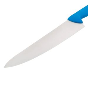 Couteaux de cuisine à manche bleu avec lame large argentée, poignée ergonomique confortable, protection des doigts pour les repas quotidiens - Product Image 4