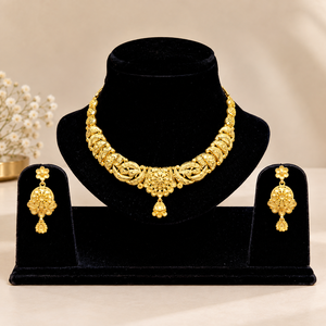 Indian <b>Bridal</b> <b>Jewelry</b> Necklace <b>Set</b> for Women | Designer Wedding Earrings | 24K Gold Finish Copper Brass Traditional Ethnic <b>set</b> - Product Image 1
