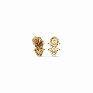 Pendientes de Diamantes Florales con Diseño Moderno en Oro Amarillo de 18K, Corte Redondo y Princesa, Joyería Fina para Mujer - Product Image 4