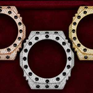 Rose <b>Gold</b> Diamond GA2100 Bezel <b>Watch</b> Case with Black Stones for <b>Men</b> Women Hip Hop Jewelry Accessories - Product Image 6
