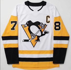 Camiseta de Hockey Blanca para Hombre con el Número 87 y la Letra C de Capitán, Manga Larga, Absorbe la Humedad - Product Image 2