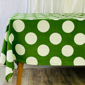 Polka Dot <b>Tablecloth</b> Green and White Pattern Rectangular Dining Tablecover Cotton <b>Tablecloth</b> - Product Image 3