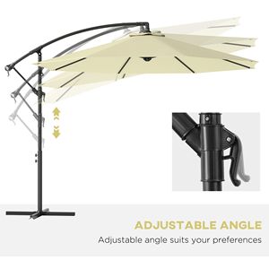Ombrellone a braccio laterale beige da 3 metri con base a croce, resistente ai raggi UV e all'acqua, ideale per ristoranti (peso non incluso) - Product Image 5