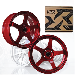 Jante de voiture de tourisme sport multi-rayons en alliage d'aluminium 3R, ROUGE CANDY JDM, 16 pouces, 4 trous, entraxe 100, moulée et peinte, avec nouveau cache-moyeu - Product Image 6