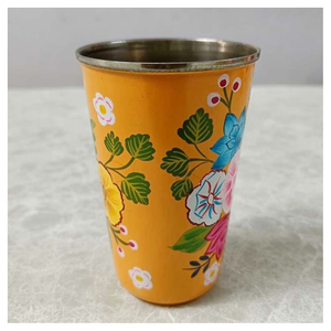 Cadeaux personnalisés avec impressions personnalisées, verres à pinte empilables en acier inoxydable imprimés sur mesure, design floral peint à la main, verre à boire décoratif - Product Image 2