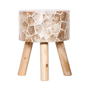 Taburete de Nácar Vietnamita Premium Hecho a Mano, Mesa de Centro Pequeña de Mosaico de Concha, Reposapiés Redondo Decorativo para Sala de Estar - Product Image 2