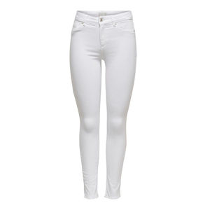 <b>White</b> Mid Waist Flare Denim <b>Jeans</b> Full Length Dark Wash Breathable Solid Color 100 Cotton Woven Fabric Summer Wear - Product Image 3