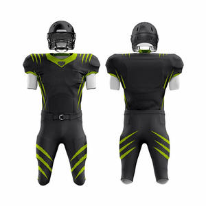 Ensemble de maillot et pantalon de football américain pour homme, noir et vert, sublimé, manches courtes, ajusté, respirant et anti-transpiration - Product Image 4