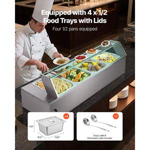 Commercial 1500W Electric Stainless Steel <b>Food</b> <b>Warmer</b> 4-Pan Countertop <b>Buffet</b> Bain Marie Soup Warming Holding Equipment - Product Image 3