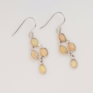 Pendientes colgantes de ópalo etíope natural, plata de ley 925, cabujón ovalado, piedra preciosa, joyería fina hecha a mano, regalo para ella - Product Image 3