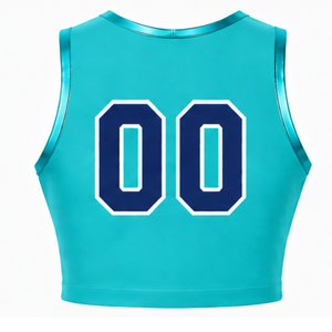 Débardeur de cheerleading turquoise sans manches, coupe courte, léger, respirant, pour entraînement d'équipe, vêtement de sport athlétique - Product Image 2