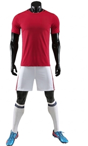 Ensemble d'uniformes de football personnalisés unisexes, maillot rouge, short blanc, impression sublimée, respirant, séchage rapide, kit de football pour adultes, entièrement imprimé - Product Image 3