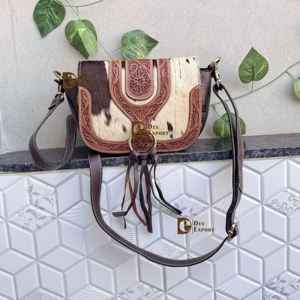 Nouvelle collection de sacs bandoulière légers, imperméables, bohèmes, en cuir véritable de vache, ornés de motifs faits à la main, magnifiques, très vendus pour femmes - Product Image 1