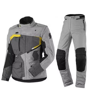 Combinaison de course moto grise en cuir, veste et pantalon de moto respirants, coupe-vent, imperméables, manches longues, personnalisables OEM - Product Image 1