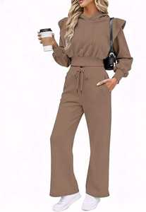 Conjunto Deportivo de Dos Piezas para Mujer, Sudadera con Capucha y Pantalones, Ropa Casual para Estar en Casa, Atuendo Cómodo a Juego, Tela Suave - Product Image 6