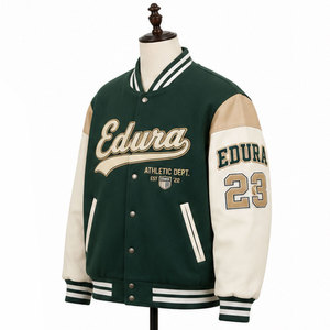 Blouson universitaire Legends pour homme, vert, avec broderie sur la manche, style Campus 23, style preppy, vêtement d'hiver, 100% laine respirante, fermeture avant - Product Image 2