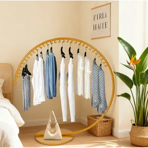 Minimalist Round Metal Clothing <b>Rack</b> with Rotating Design for Dresses Standing Type Space Saving Organizer 100x70CM - Product Image 6
