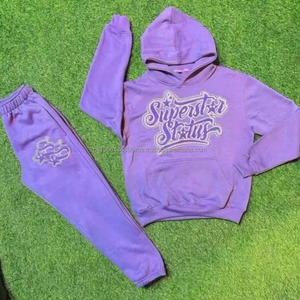 Fabricant de vêtements survêtement survêtements brodés pour hommes pantalons de survêtement et sweat à capuche unisexe ensemble de sweat à capuche avec logo imprimé bouffant personnalisé - Product Image 2