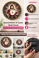 Horloge murale en plastique personnalisée Liviya, design chrétien moderne Jésus, impression numérique couleur sur mesure, silencieuse, sans tic-tac, coffret cadeau