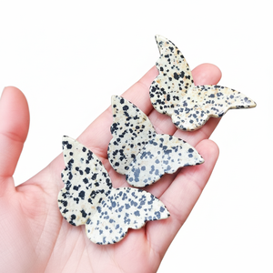 Vente en gros de pierres naturelles de jaspe dalmatien, ailes de papillon 3D sculptées, pierre énergétique, spécimen minéral de guérison, décoration de bureau - Product Image 5