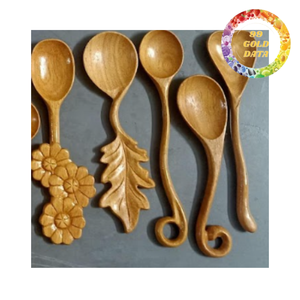 Cuchara de Madera Natural Hecha a Mano, Accesorios de Cocina, Cuchara para Café, Proveedor de Vajilla para Restaurantes y Hoteles - Product Image 1