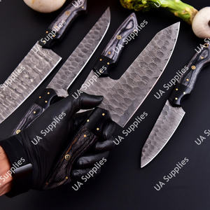 Juego de Cuchillos de Chef Profesionales de Acero de Damasco, Forjados a Mano, 5 Piezas, Ligeros, Duraderos, Afilados como una Navaja, Ambidiestros, con Funda de Cuero - Product Image 5