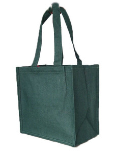 JUTE Geometric Pattern Shopping <b>Bag</b> <b>Medium</b> <b>Size</b> with Inner Hanging Pocket Green Color Top Handle Design for Groceries - Product Image 4