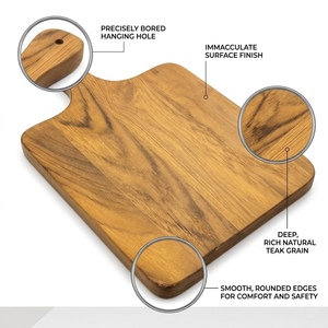 Planche à découper en teck naturel massif à 100 %, design ergonomique en forme de palette pour la cuisine, finition lisse de haute qualité - Product Image 6