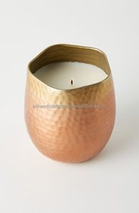 Heavy-Gauge Hammered Copper 4-Wick <b>Candle</b> Bowl with Brass Lotus Lid – <b>Large</b> Surface Area Wax Pour Vessel for Luxury Spa & Hotel - Product Image 5