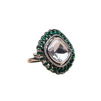 India Origin Vendor Selling Oxidised 925 Sterling Silver Emerald <strong>Stone</strong> Studded Girls Office Wear Rings at <strong>Best</strong> Competitive Price