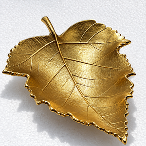 Wholesale Modern Aluminium Gold Leaf Shape High Quality Gold Plated Metal Handicraft Decorative Serving <b>Tray</b> Custom Logo for - Product Image 1