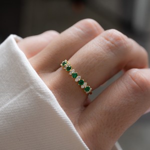Sami Jewels Emerald <b>Ring</b> 925 Sterling <b>Silver</b> 14K Gold Plated Gemstone <b>Stacking</b> May Birthstone Gift For Her Women - Product Image 2