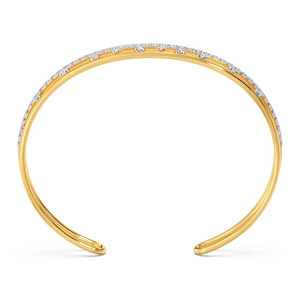 Floating Line Diamond Cuff Bracelet with Yellow Gold Open <b>Frame</b> and <b>Graduated</b> Sparkle Design - Product Image 3