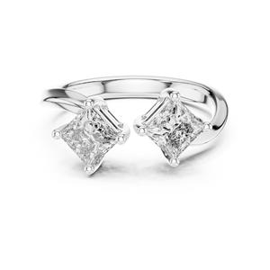 Anillo de Compromiso Solitario con Diamante CVD Cultivado en Laboratorio, Certificado por VDS IGI |   Plata 925 con baño de rodio y diamante de laboratorio con corte princesa - Product Image 1