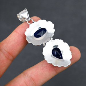 <b>Top</b> Quality Sparkling LAB-CREATED London Blue Topaz Solid 925 Sterling <b>Silver</b> Plated Designer 2.20" Pendant Women's Wholesale - Product Image 3