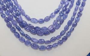 Collier ovale lisse en tanzanite naturelle à 5 brins pour femme avec perles de pierre - Product Image 5