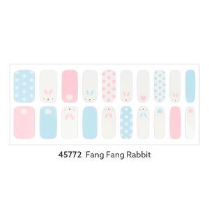 Tiras de Gel para uñas #45772, pegatinas de uñas de Gel, arte de uñas fácil, conejo de dibujo con patrón de puntos, hecho en Corea, oem odm - Product Image 2
