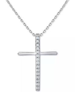 Collana pendente croce di diamanti 18 "(1/10 ct. T. w.) in argento Sterling o argento Sterling e piatto d'oro 14k | Macacy's - Product Image 1