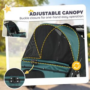 Aluminium Foldable Dog Stroller 12\" Rubber <b>Wheels</b> Dark Green for <b>Small</b> Dogs up to 22 LBS Car Compatible Pet Stroller - Product Image 6