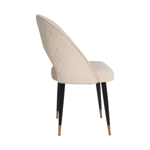 Italian Nordic Minimalist Convertible Dining Chair Light Luxury Velvet <b>Backrest</b> White with Black Metal Legs - Product Image 2