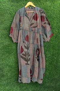 Hand Block Printed Cotton Gauze Midi Dress: Plus Size <b>Summer</b> Wrap - Product Image 3