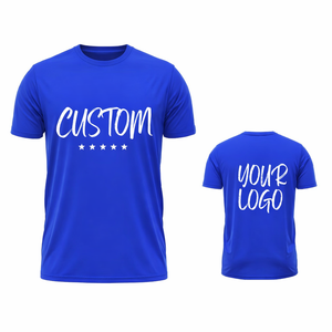 Camiseta Azul con Logotipo Personalizado para Hombre, Secado Rápido, Poliéster, Deportiva, Personalizada, Absorbe la Humedad, Venta al Por Mayor, Ropa de Moda - Product Image 1