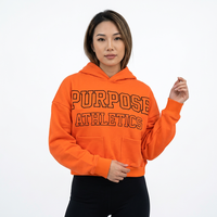 Sweat-shirt à capuche court unisexe en molleton surdimensionné Purpose Athletics Orange avec logo frontal et poche, idéal pour l'automne