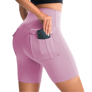 Shorts OEM décontractés, unis, pour le sport, la gym, l'entraînement, avec logo personnalisé, pour femme, séchage rapide, taille haute, yoga - Product Image 4