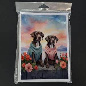Whimsical German Shorthaired Pointer Two Hearts Pack 8 Blank A7 Note Cards with <b>Envelopes</b> <b>5x7</b> Size for Greetings - Product Image 3