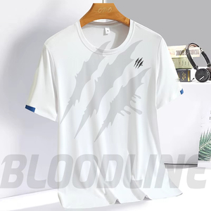 T-shirt en coton 100% pour homme, blanc, coupe classique, col en V, manches classiques, en molleton 220g, tricoté, formel, séchage rapide, uni - Product Image 2