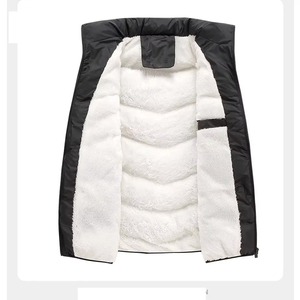 Men's <b>Black</b> Reversible Breathable Stand Collar Puffer <b>Vest</b> Zipper Closure Fleece Lined Windproof Winter Outerwear Casual Style - Product Image 5