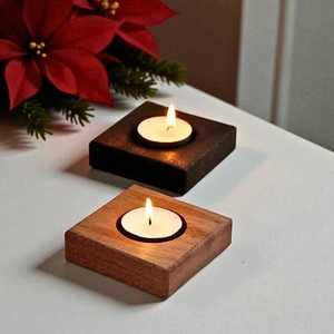 Wooden <b>Tealight</b> Candle Stand Handmade Home Accent - Product Image 3