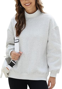 Sweat-shirt à col montant brodé de lettres pour femme, en molleton 100 % coton respirant, idéal pour l'automne - Product Image 2