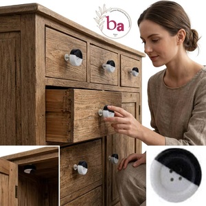 Poignées de tiroir et de placard modernes haut de gamme, boutons noirs et blancs pour cuisine, chambre, salon, bureau à domicile, armoire et commode - Product Image 2